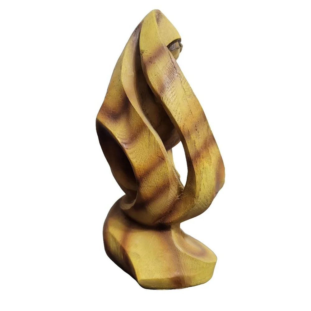 Wooden Virgin Mary Statue, Yellow and‎ Brown